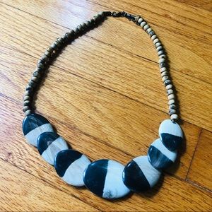 Funky Boho Hippie Wooden Beaded Statement Necklace